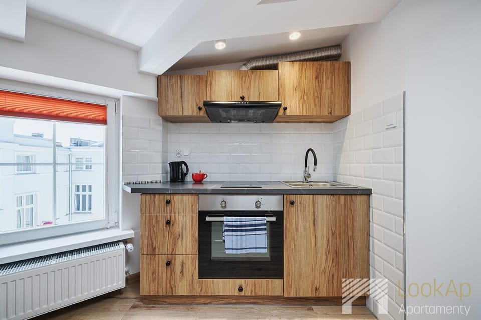 Kitchen or kitchenette, stove