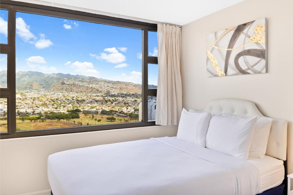 Bed, Natural landscape, Mountain view