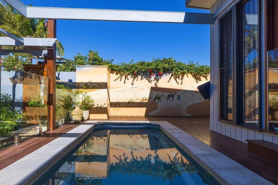 Property building, Patio, Day, Garden, Garden view, Pool view, Swimming pool