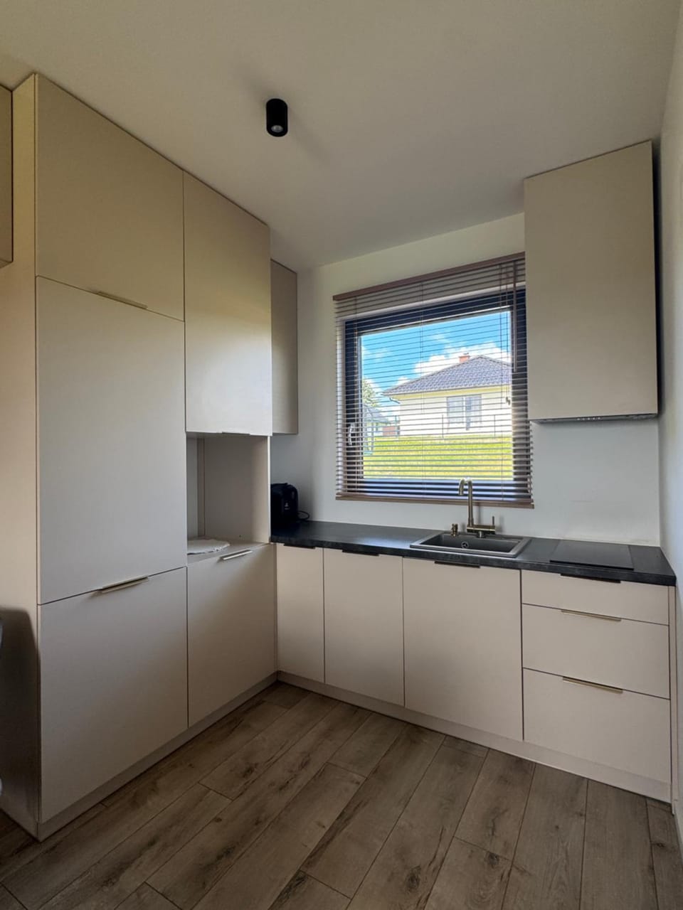 Kitchen or kitchenette, stove