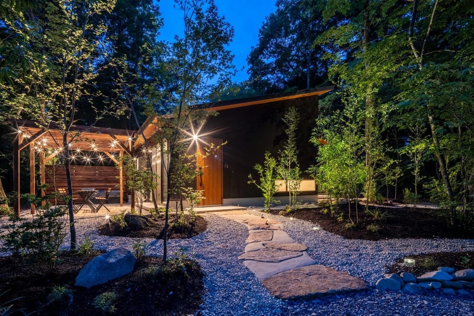 Property building, Night, Natural landscape, Garden, Garden view