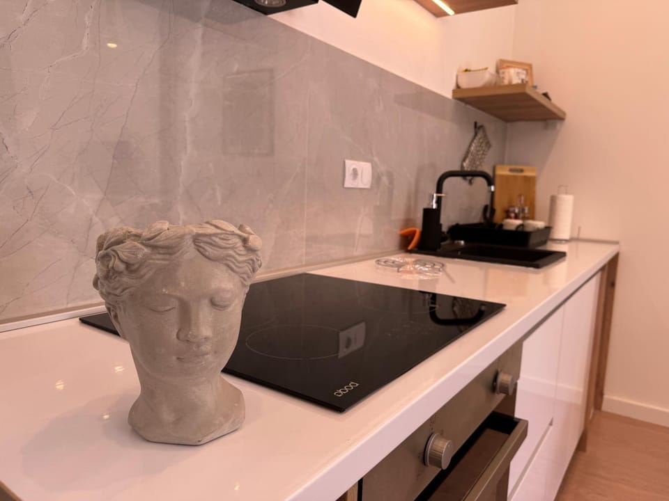 Kitchen or kitchenette, stove