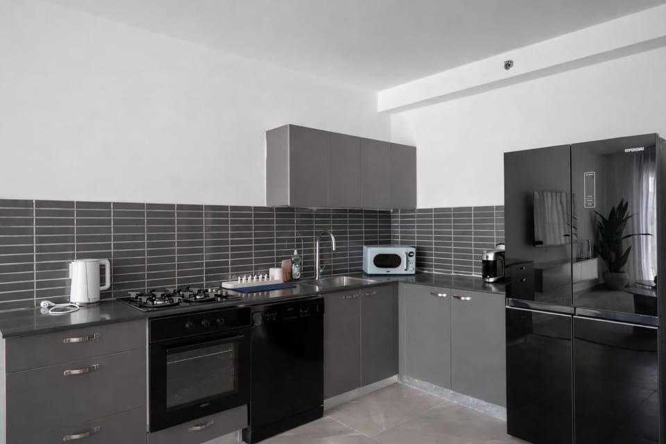 Kitchen or kitchenette, stove