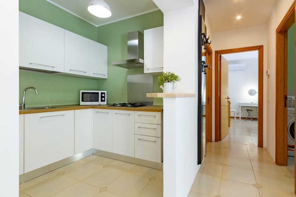 Kitchen or kitchenette, stove