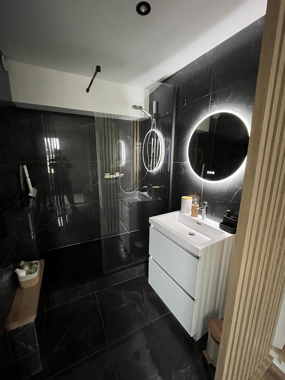 Shower, Bathroom, Photo of the whole room, hair dryier