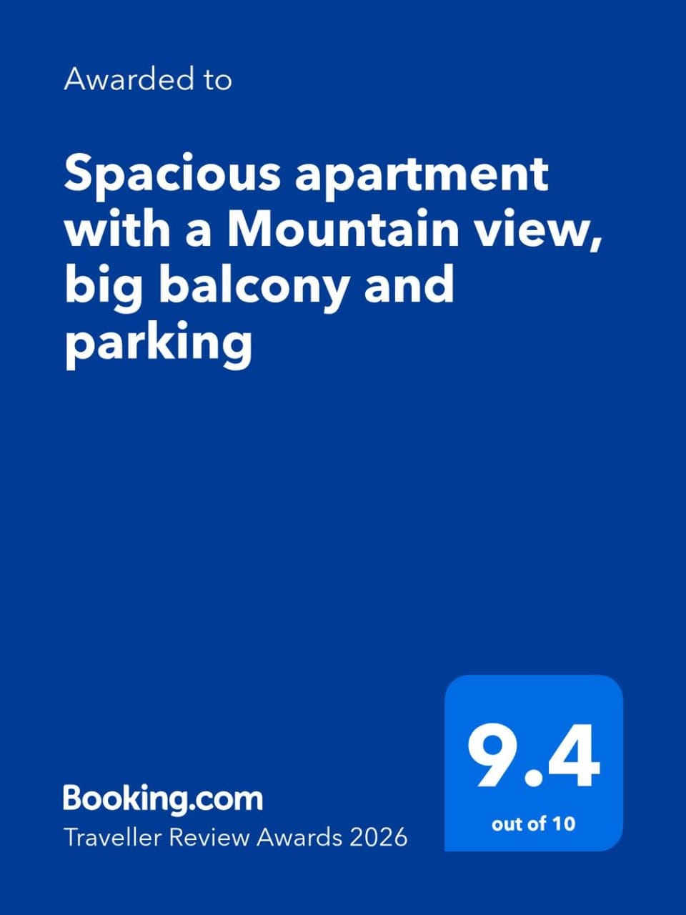 Spacious apartment with a Mountain view, big balcony and parking Apartment in Sofia