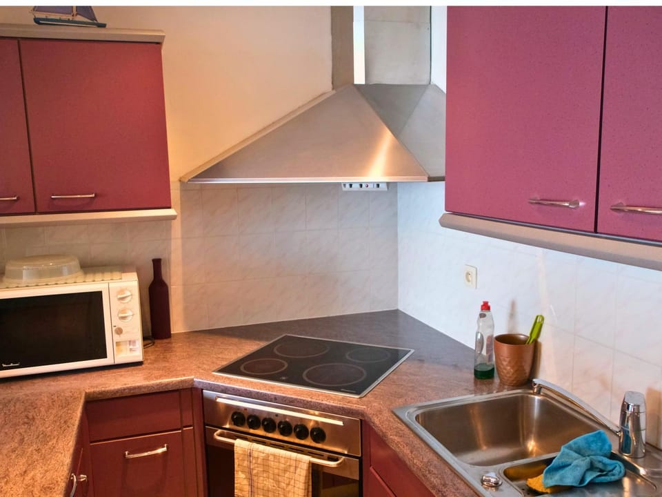 Kitchen or kitchenette, dishwasher, oven, stove