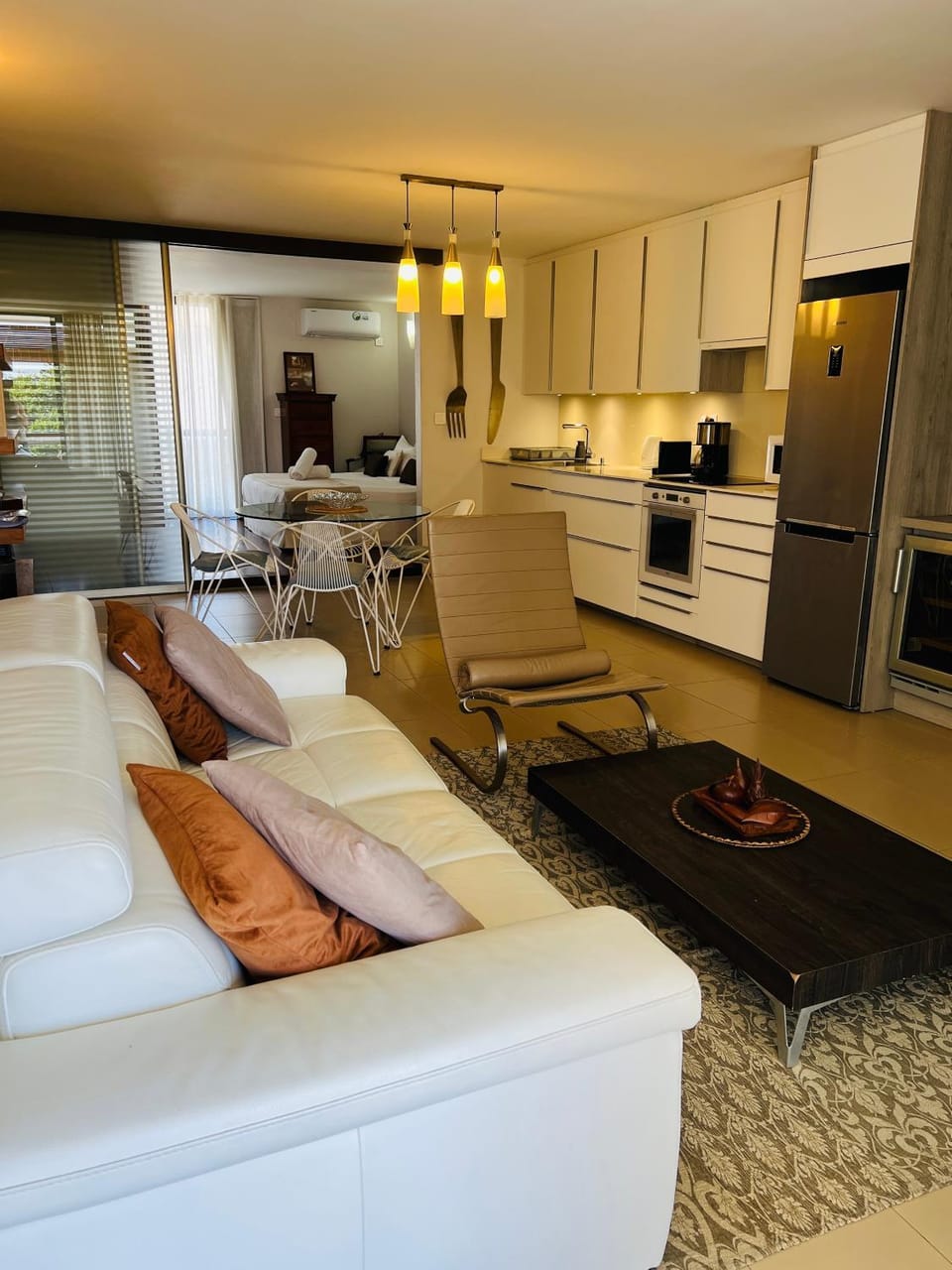 Kitchen or kitchenette, Living room, Dining area