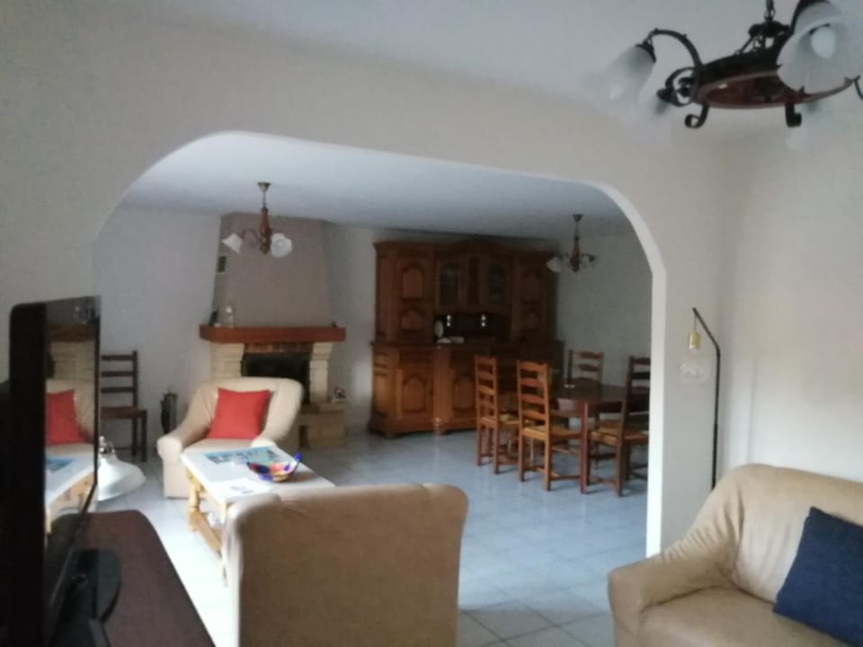 Dining area, fireplace
