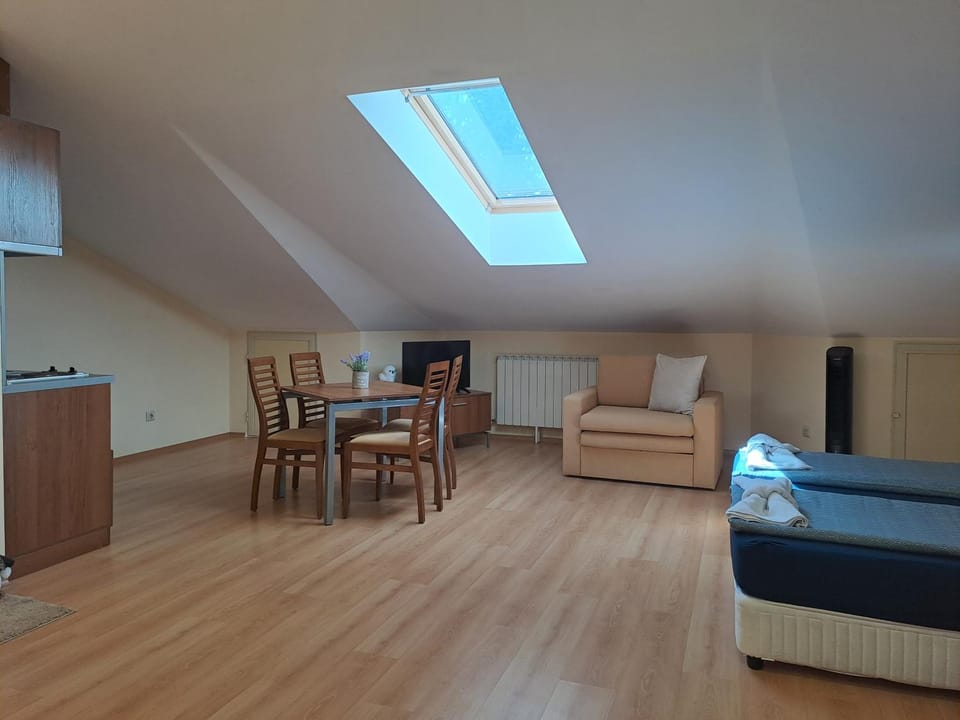 Bed, Kitchen or kitchenette, Living room, Photo of the whole room, Seating area, Dining area