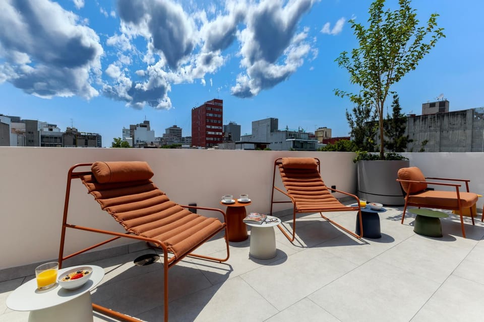 Property building, Day, View (from property/room), Balcony/Terrace, Seating area, City view, sunbed