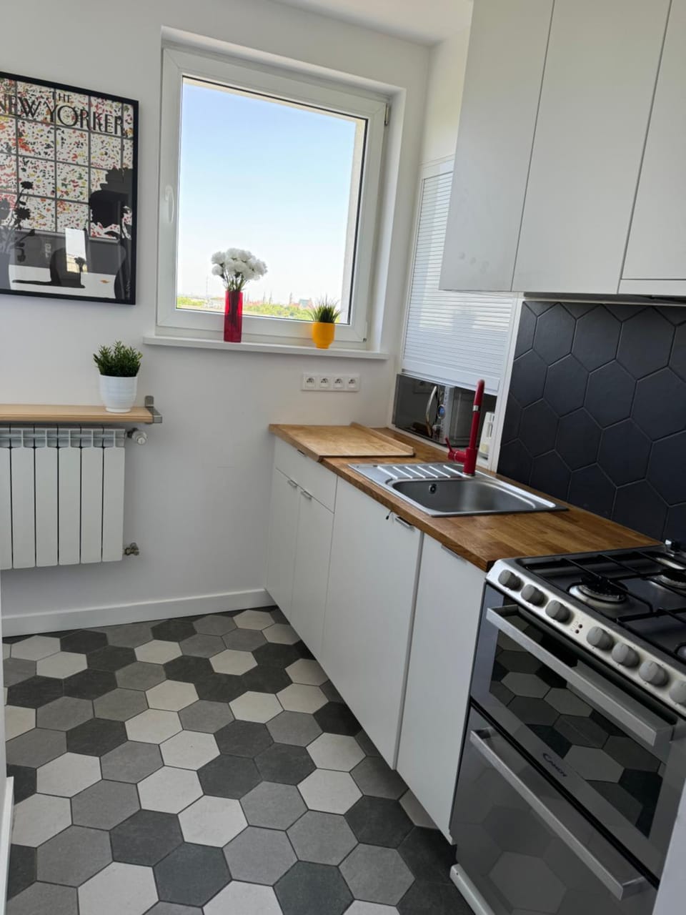 Kitchen or kitchenette, oven