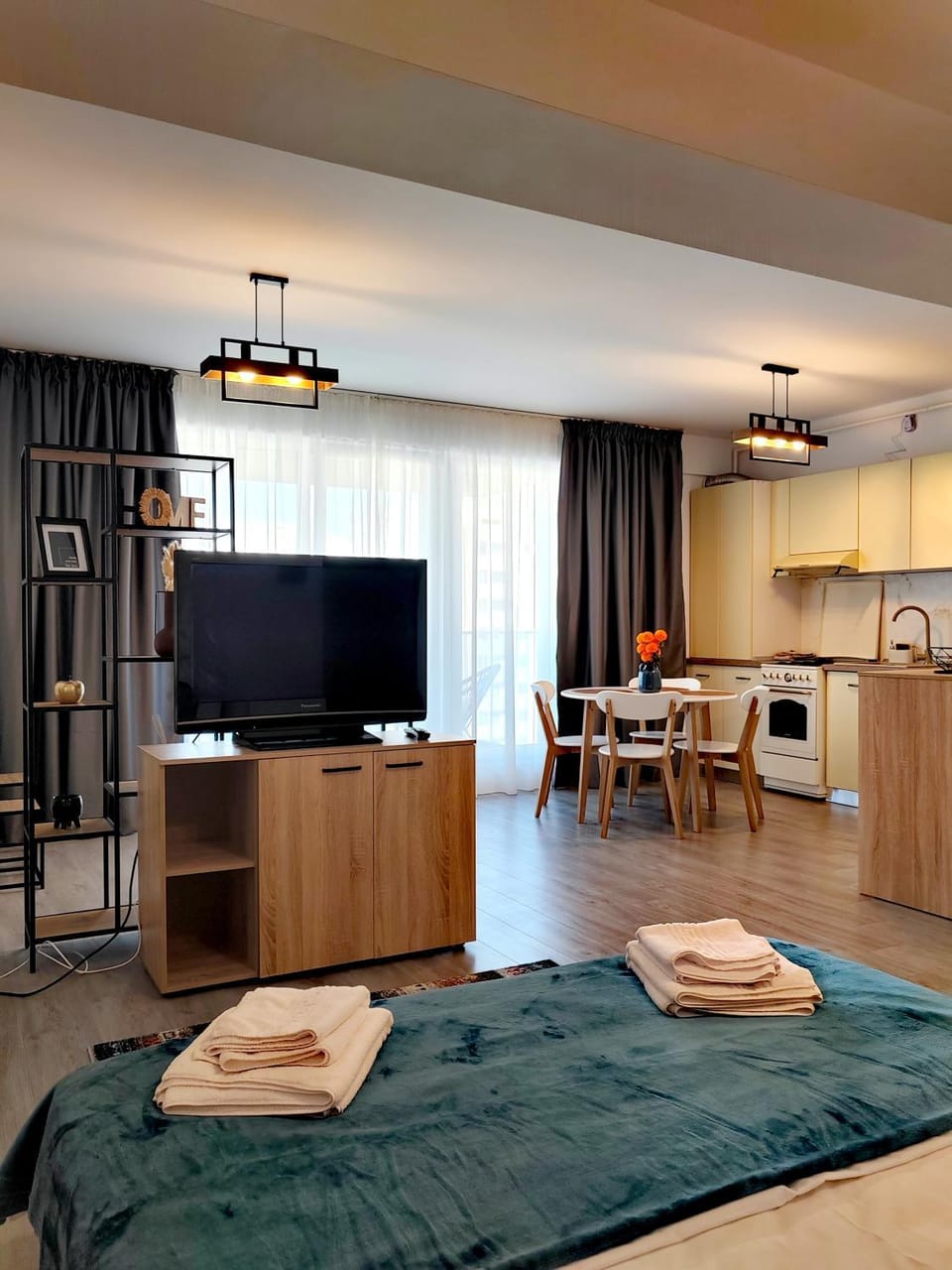 Kitchen or kitchenette, Living room, Dining area