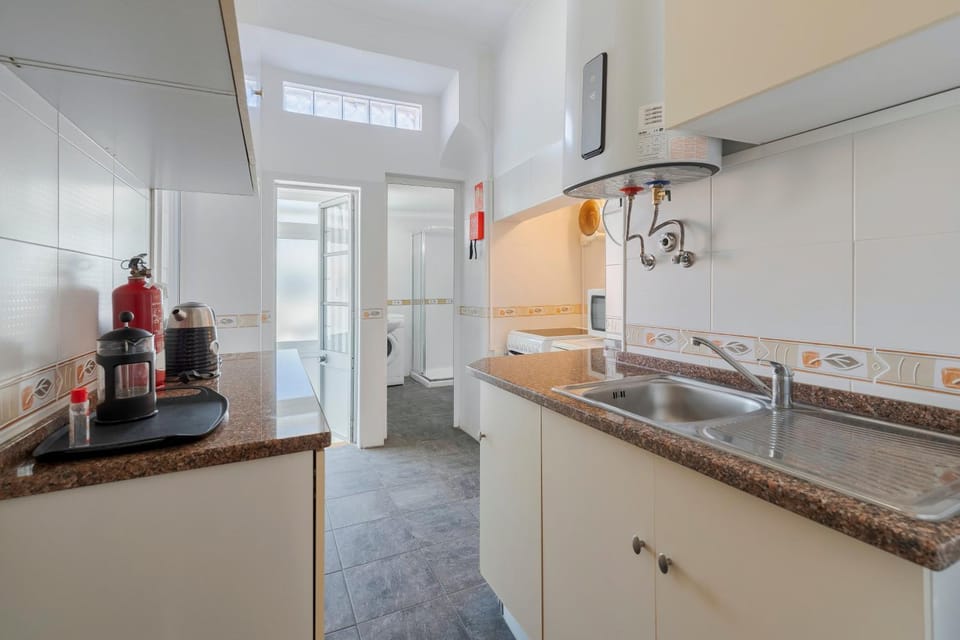 Kitchen or kitchenette, stove
