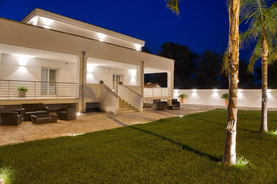 Property building, Night, Garden, Garden view