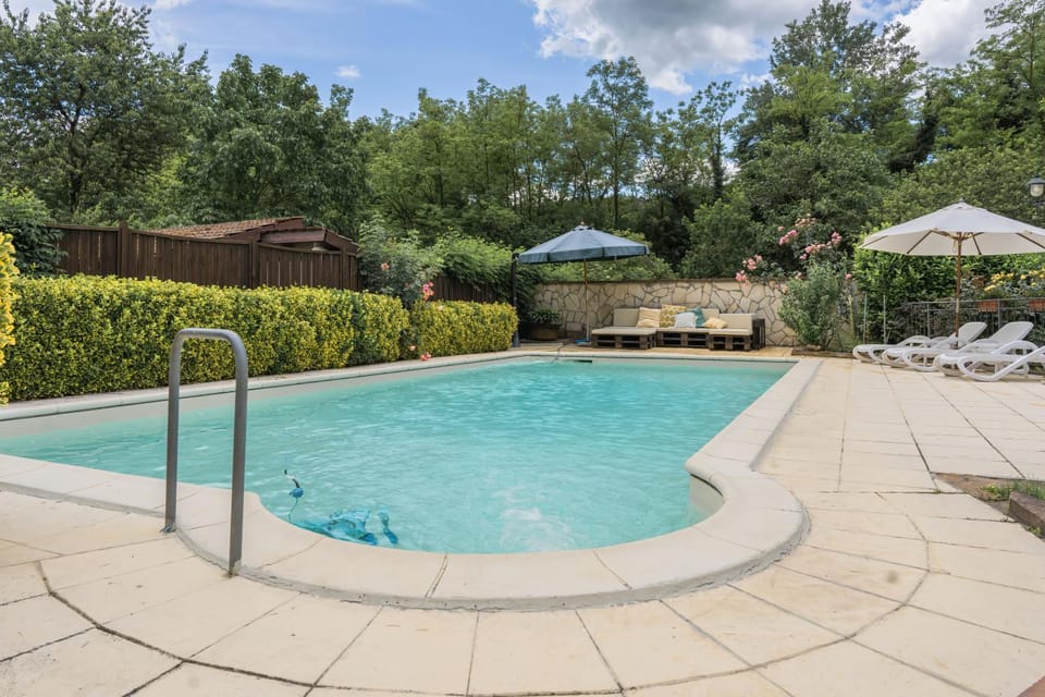 Property building, Living room, Swimming pool