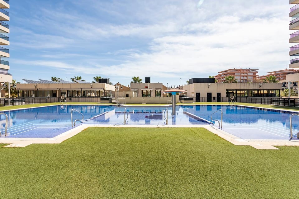 Property building, Living room, Swimming pool