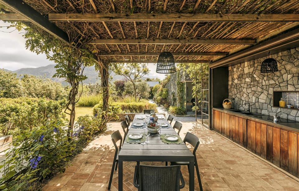 Patio, Spring, Natural landscape, Seating area, Dining area, Mountain view