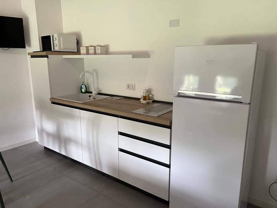 Kitchen or kitchenette, stove