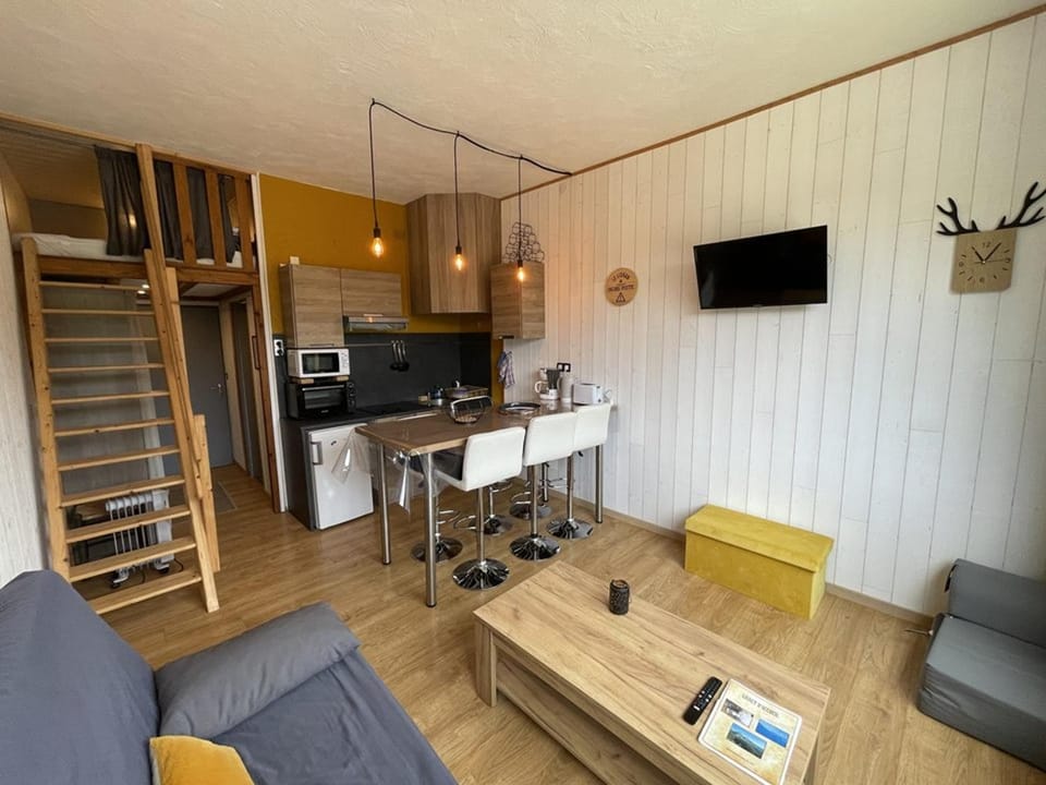 Studio rénové au pied des pistes, idéal pour 4 pers, avec WiFi, animaux acceptés, casier à skis inclus - FR-1-787-54 Apartment in Auvergne-Rhône-Alpes