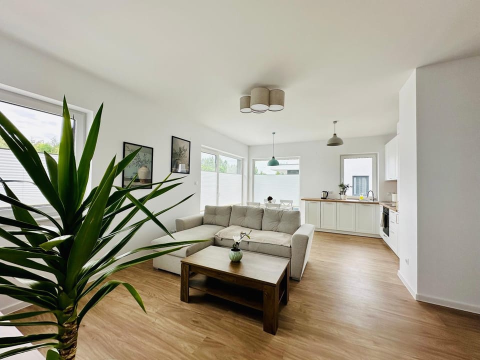 Kitchen or kitchenette, Living room, Seating area, Dining area