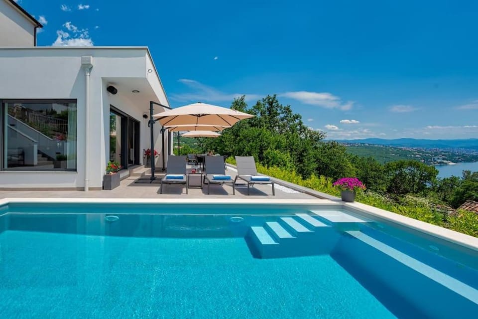 Patio, Natural landscape, Balcony/Terrace, Pool view, Sea view, Swimming pool, sunbed