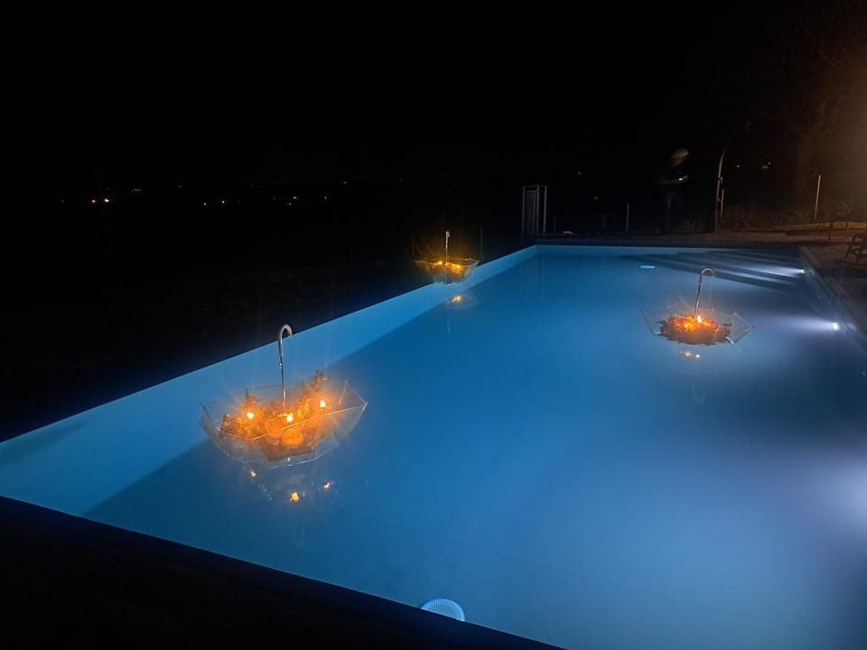 Night, Pool view, Swimming pool