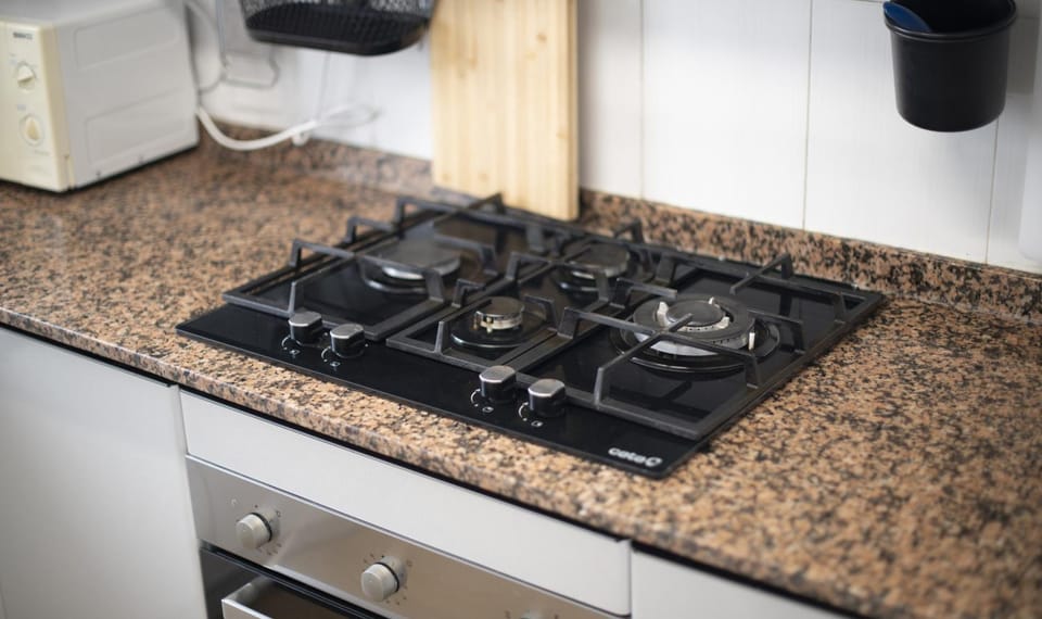 Kitchen or kitchenette, stove