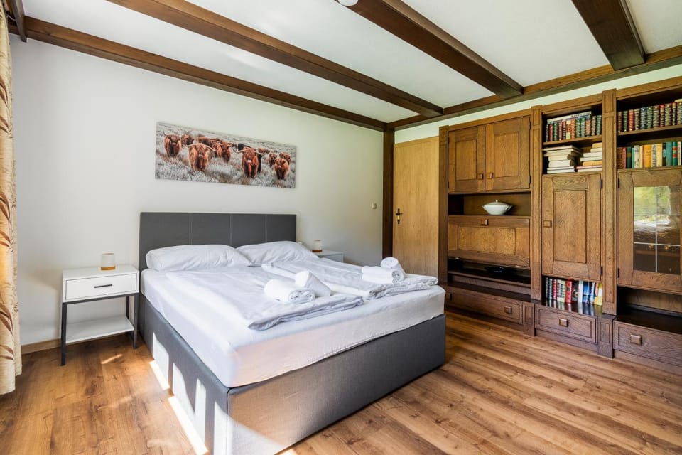 Bed, Library, Living room, Photo of the whole room, Seating area, Bedroom, towels, wardrobe