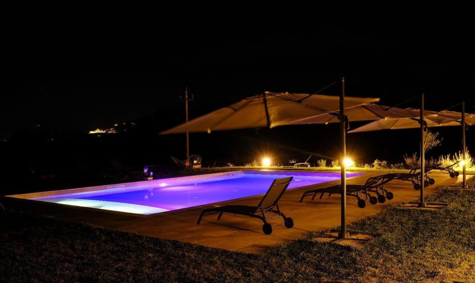 Night, Pool view, Swimming pool