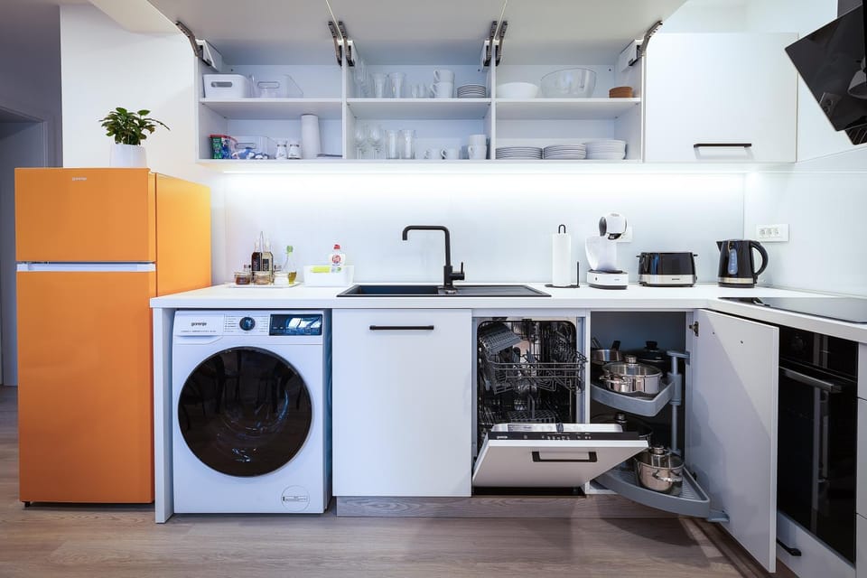 dishwasher, oven, stove, washing machine, dryer