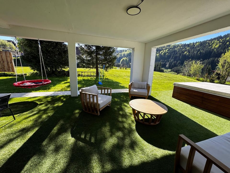 Patio, Natural landscape, Garden, Seating area, Garden view