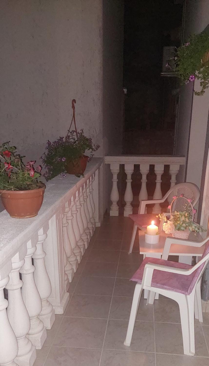 Night, View (from property/room), Balcony/Terrace, Food and drinks, Seating area