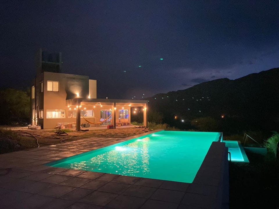 Property building, Night, Natural landscape, Balcony/Terrace, Mountain view, Pool view, Swimming pool, Swimming pool