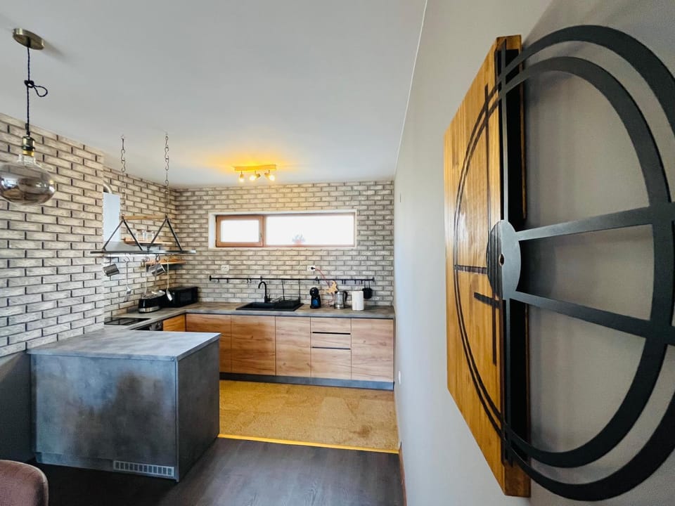 Kitchen or kitchenette, stove