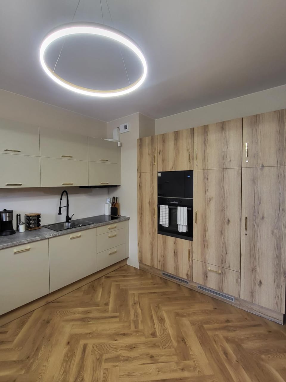 Kitchen or kitchenette, oven, stove