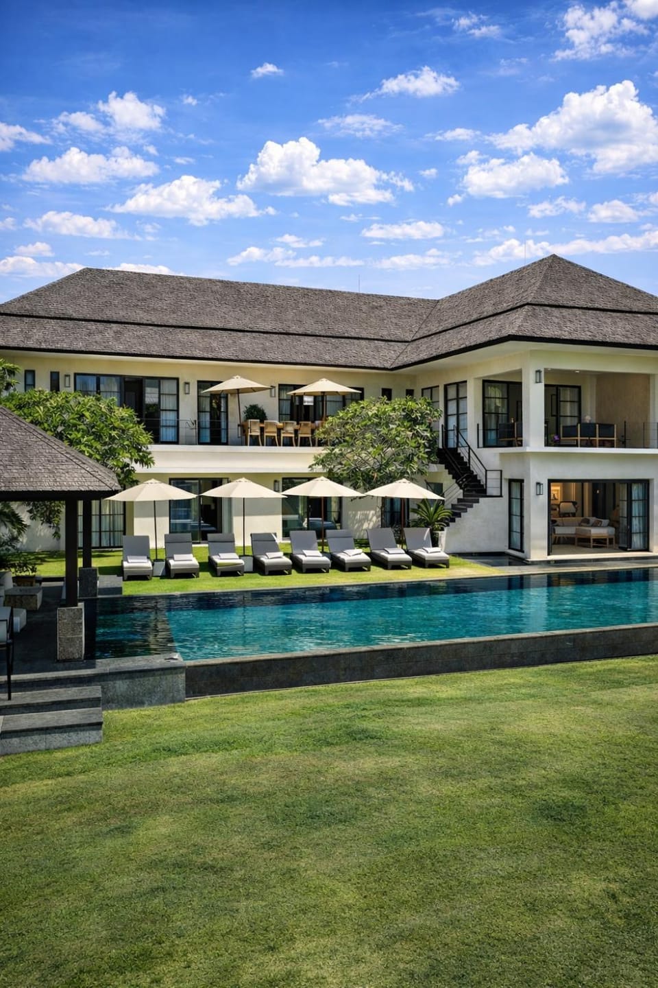 Property building, Spring, Day, Natural landscape, Garden view, Pool view, Swimming pool, sunbed