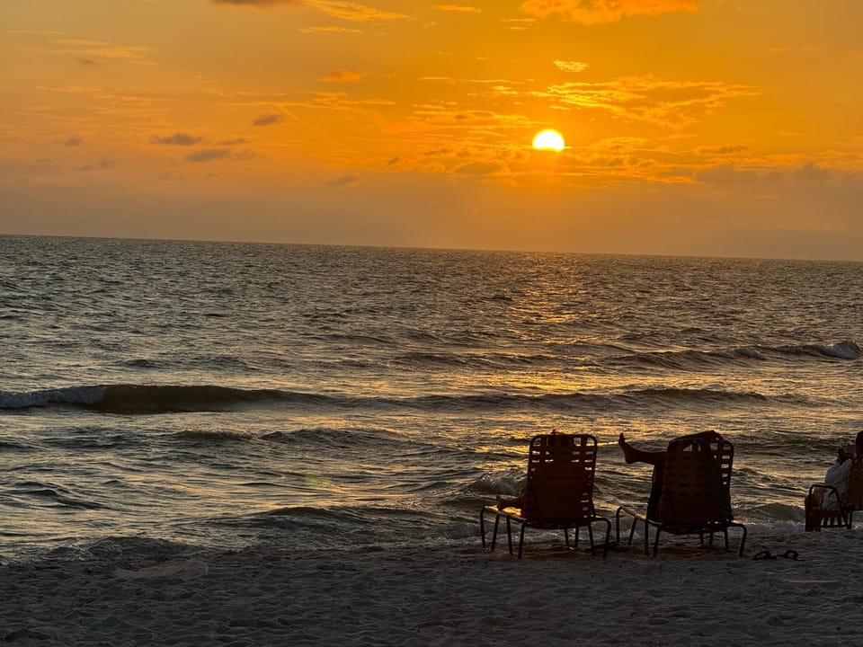 Beach, Sea view, Sunset