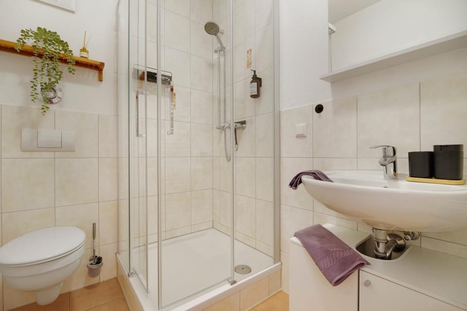 Shower, Bathroom, hair dryier, towels