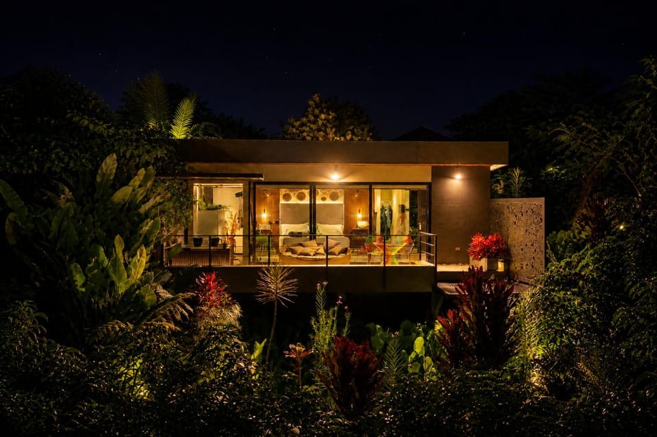 Property building, Night, Garden, Balcony/Terrace