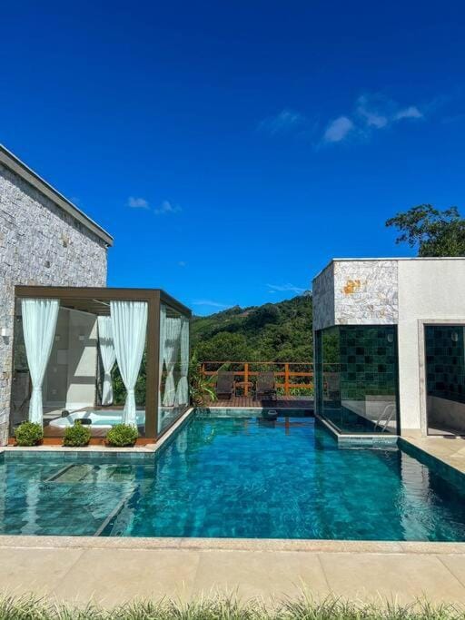 Day, Natural landscape, Mountain view, Pool view, Swimming pool, sunbed