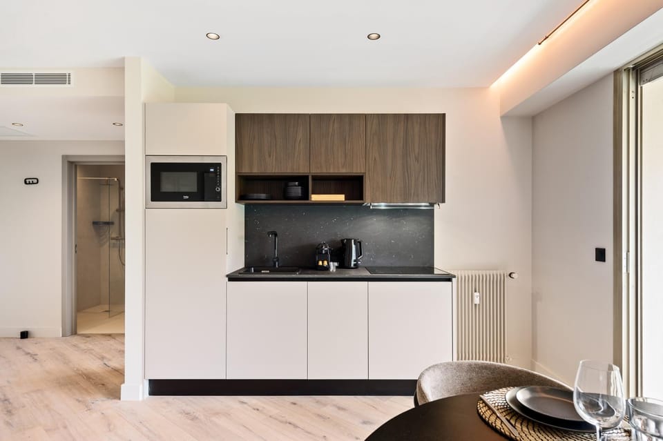 Kitchen or kitchenette, oven, stove