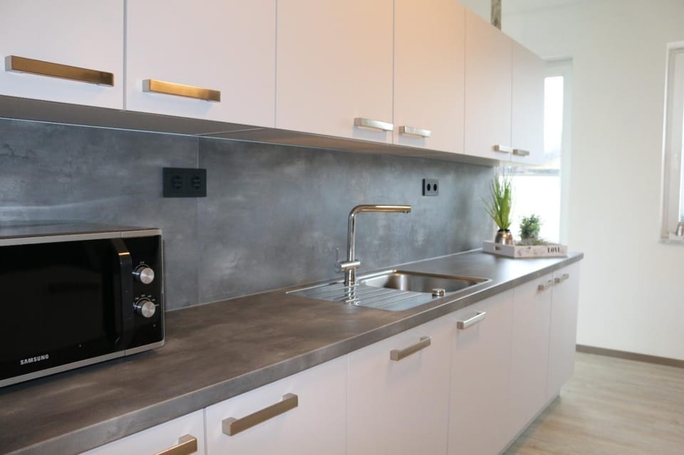 Kitchen or kitchenette, dishwasher, oven, stove