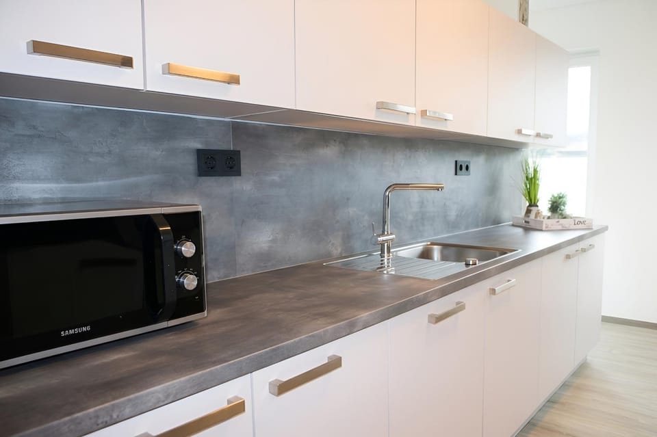 Kitchen or kitchenette, dishwasher, stove