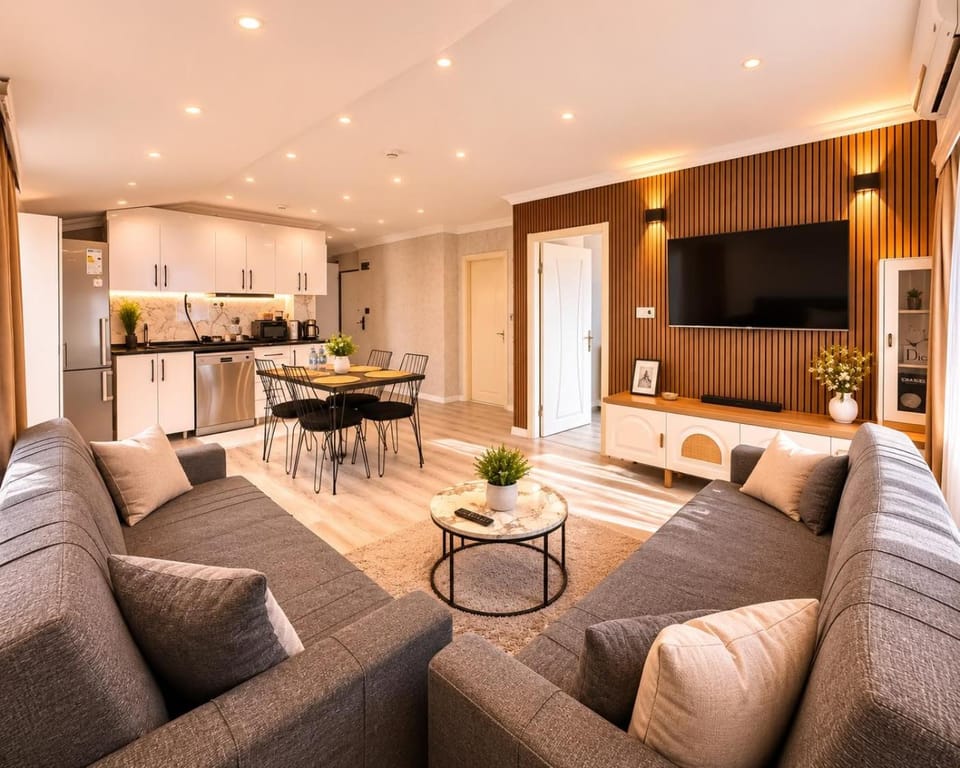 Kitchen or kitchenette, Living room, Dining area