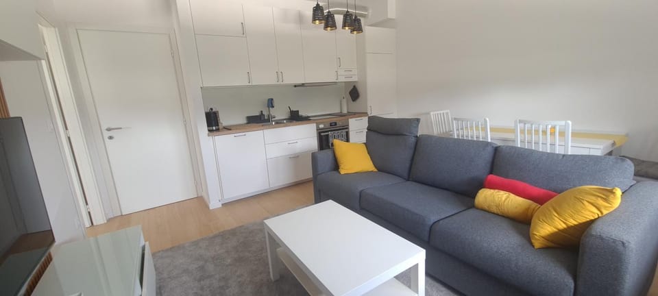 Kitchen or kitchenette, Living room, Seating area, Dining area