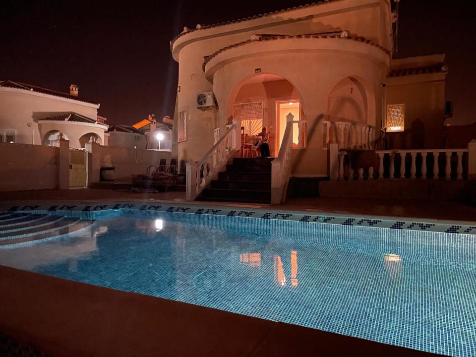 Night, Pool view, Swimming pool, Swimming pool