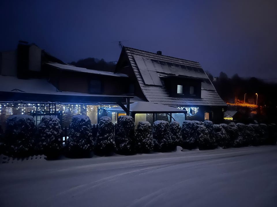 Property building, Night, Winter