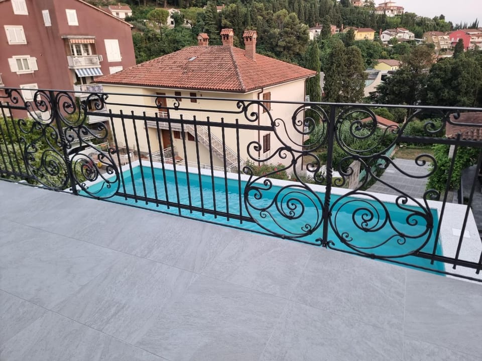 Property building, Patio, Day, View (from property/room), Balcony/Terrace, Pool view, Swimming pool