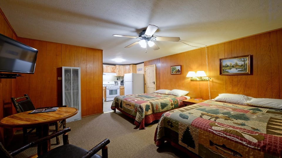 Bed, TV and multimedia, Kitchen or kitchenette, Seating area, Dining area, Bedroom, furniture, kitchen